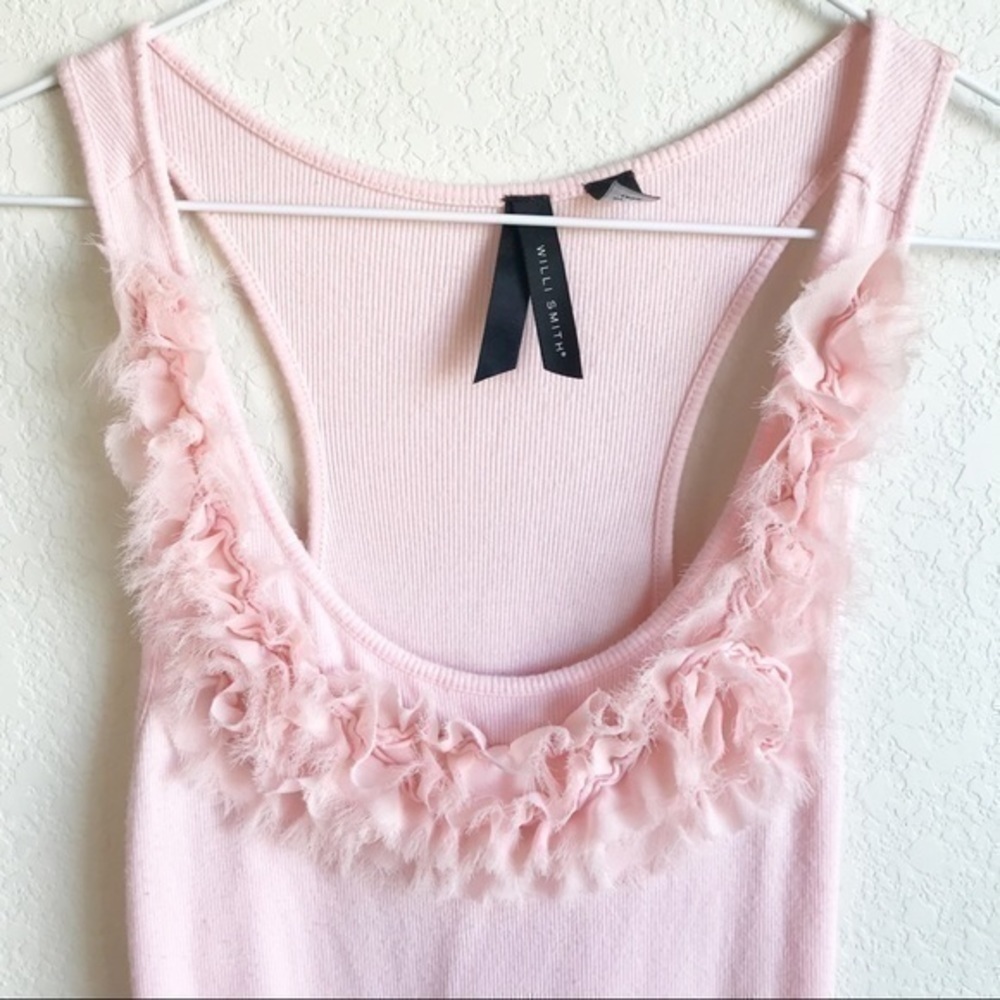 Willi Smith Ribbed Ruffle Neck Tank, M - Picture 6 of 9